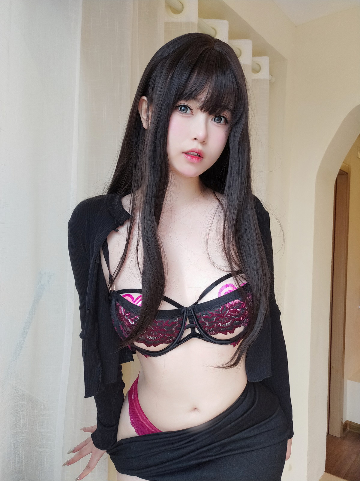 Xgyw.Net_Coser妹子女主K性感内衣主题私房性感内衣半脱露豪乳红桃遮点极致诱惑写真110P