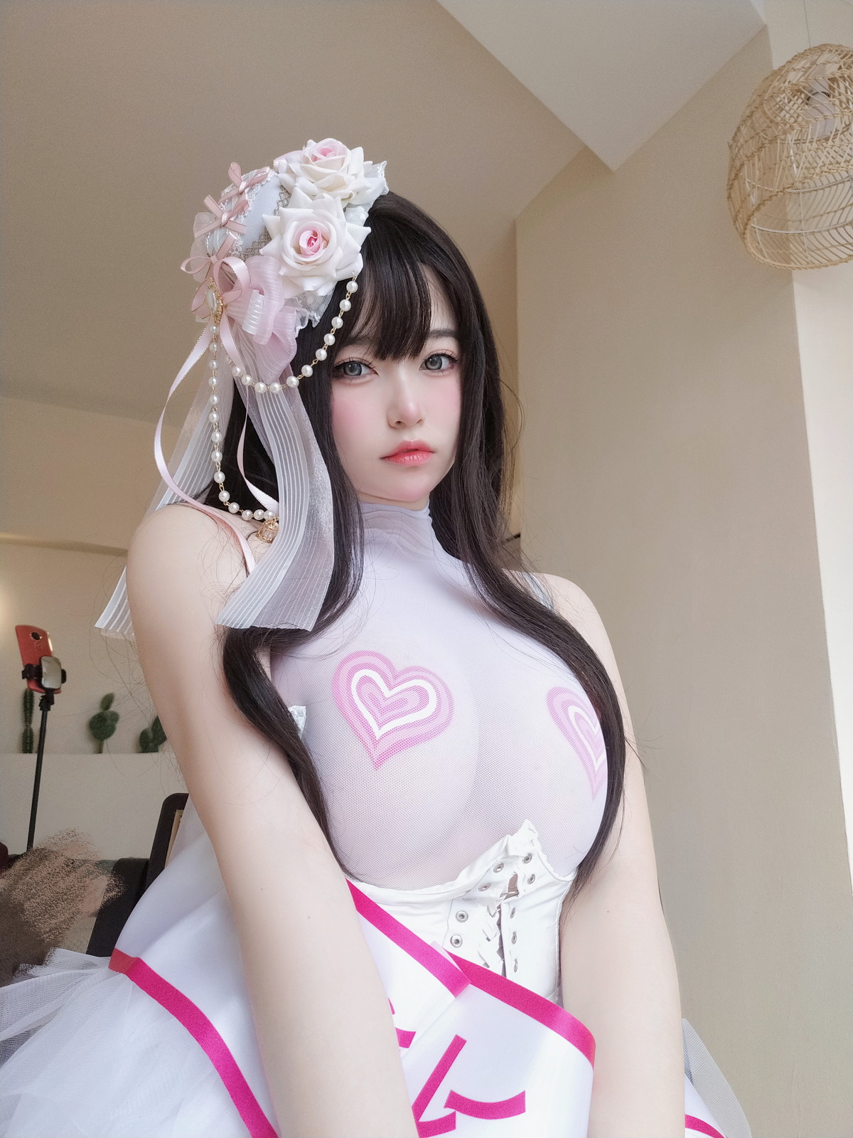 Xgyw.Net_Coser妹子女主K性感偶像主题私房性感白色薄透纱裙透视秀傲人豪乳诱惑写真90P