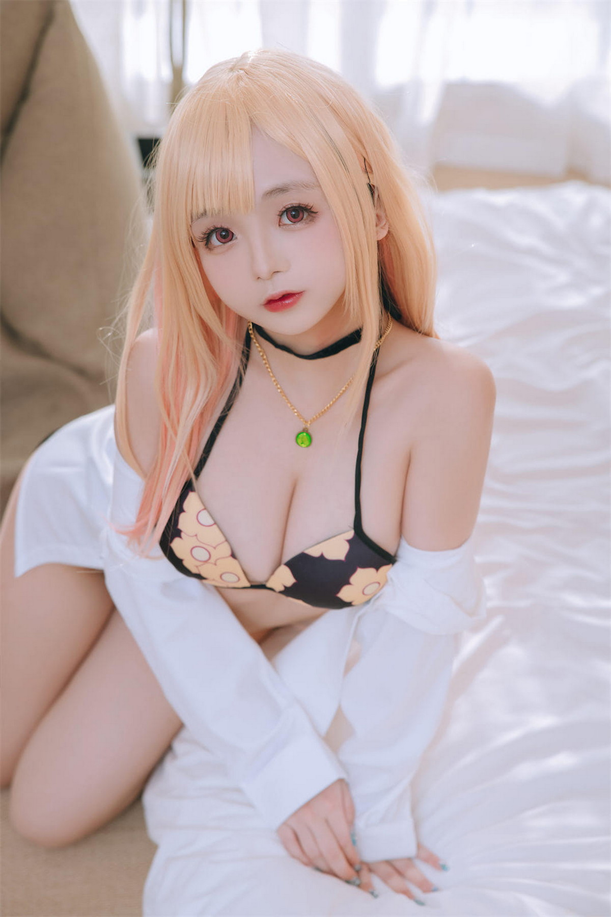 Xgyw.Net_Cosplay美女日奈娇喜多川海梦泳装主题性感白T配格子裙半脱露比基尼诱惑写真65P