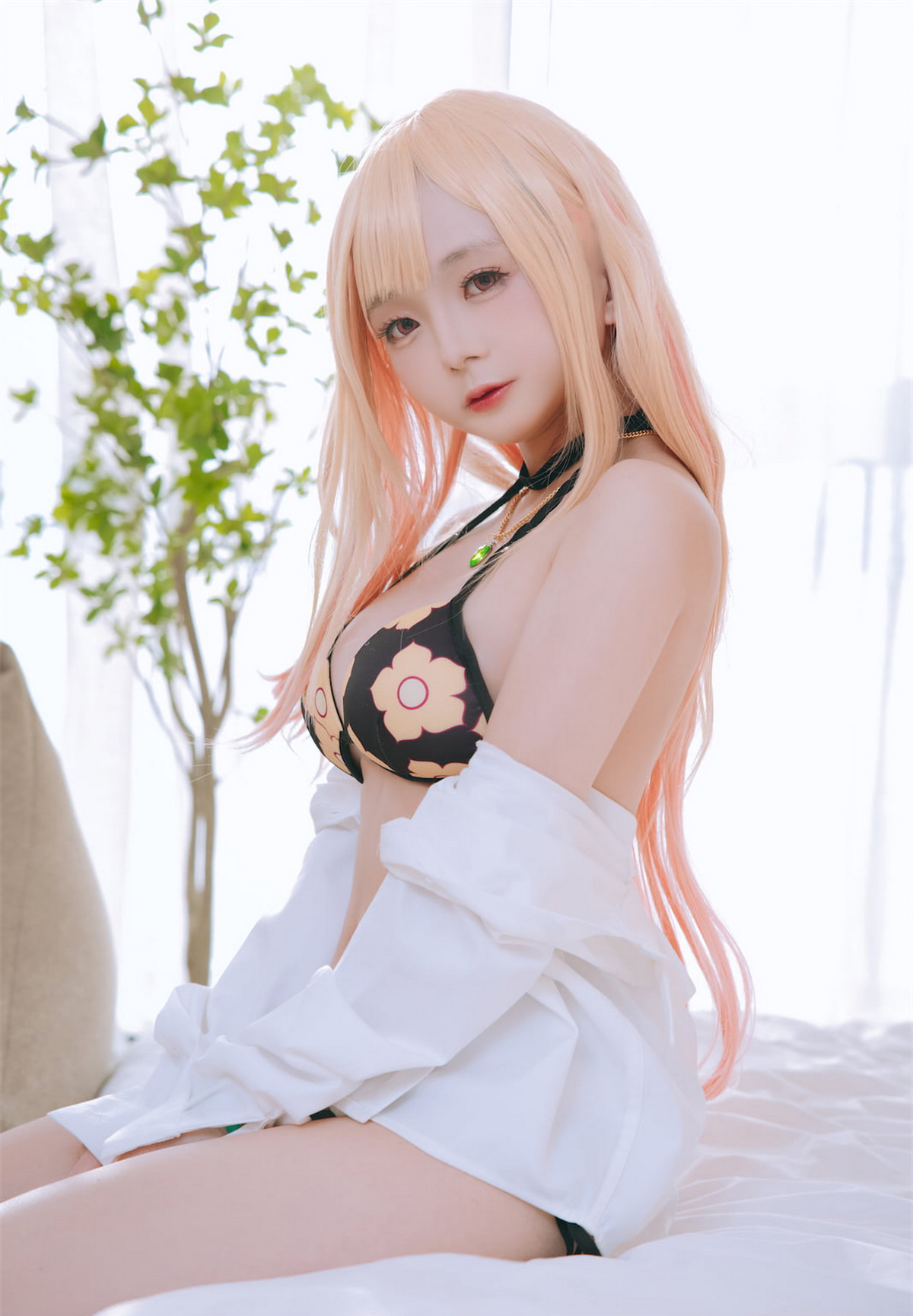 Xgyw.Net_Cosplay美女日奈娇喜多川海梦泳装主题性感白T配格子裙半脱露比基尼诱惑写真65P