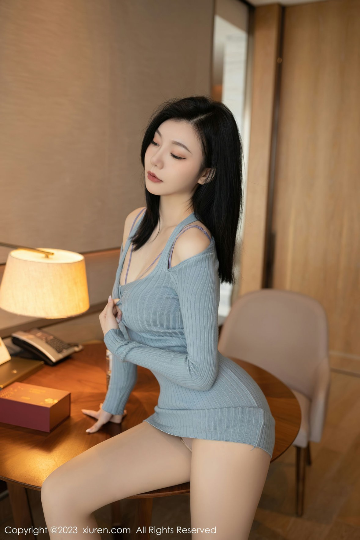 Xgyw.Net_XiuRen第6300期_模特安然anran同学的妈妈角色灰色连衣短裙配超薄肉丝诱惑写真80P