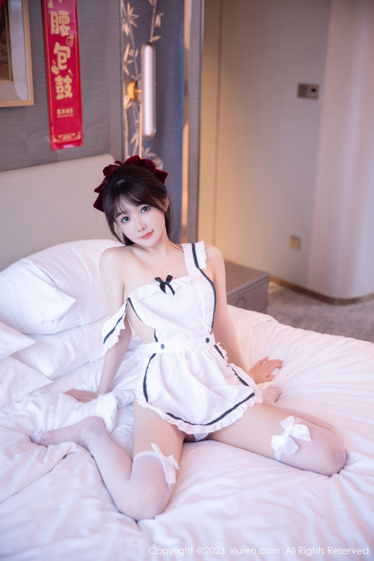 Xgyw.Net_XiuRen第6299期_模特婠婠么性感真空白色女仆配白丝袜秀曼妙身姿迷人诱惑写真78P