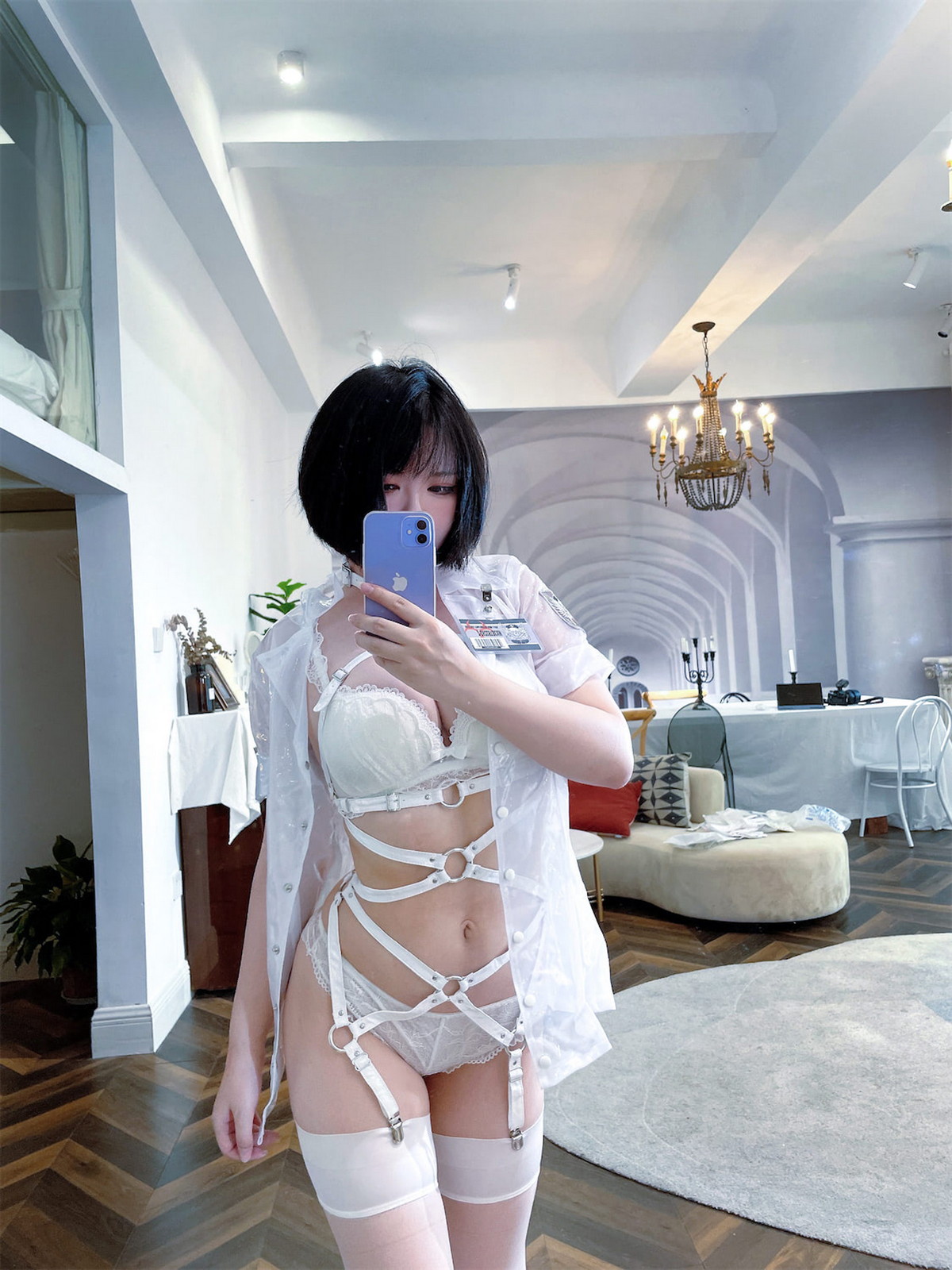 Xgyw.Net_网络美女索索半半子纯白主题私房性感白色蕾丝情趣内衣配白丝袜迷人诱惑写真45P