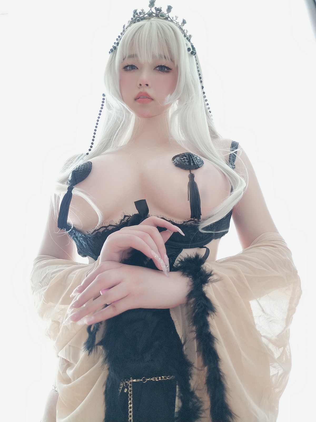Xgyw.Net_Coser妹子女主K黑双子主题性感黑色情趣服饰露傲人豪乳血滴子遮点诱惑写真70P