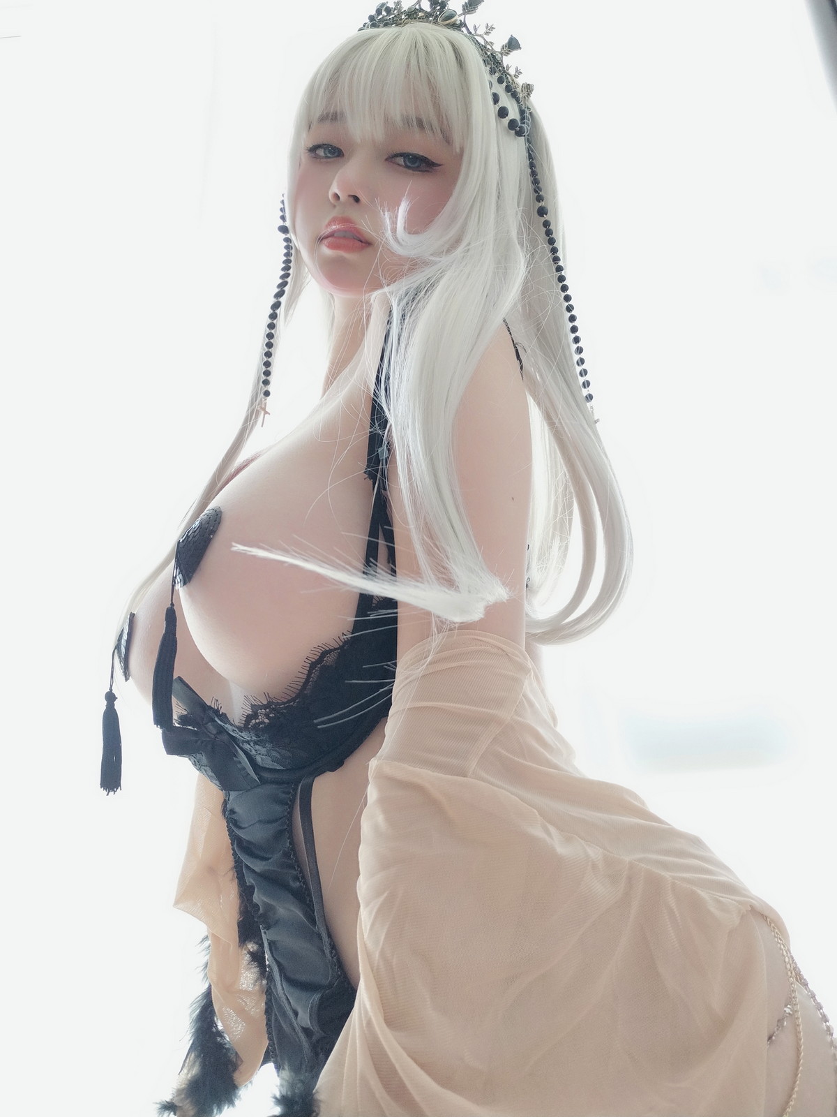 Xgyw.Net_Coser妹子女主K黑双子主题性感黑色情趣服饰露傲人豪乳血滴子遮点诱惑写真70P