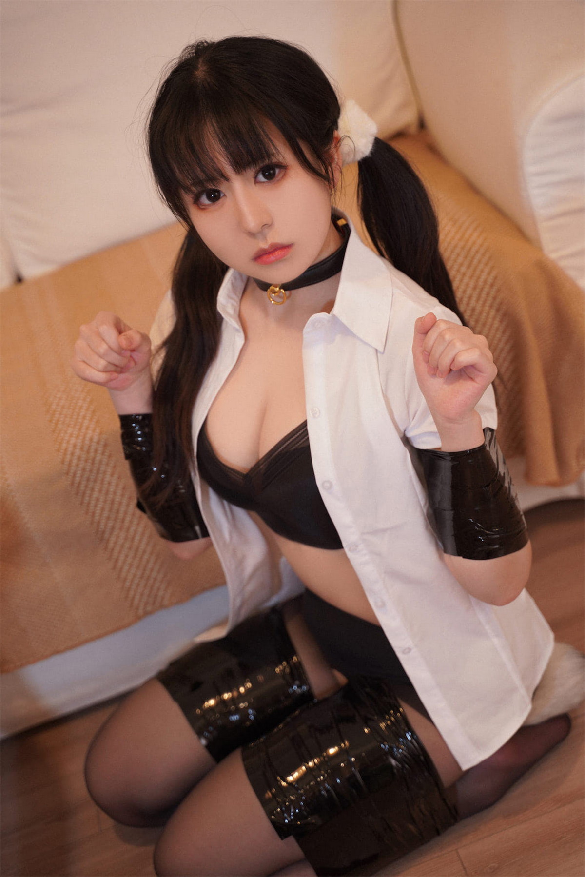 Xgyw.Net_微博美少女虎森森狗狗剧情主题半脱白衬衣露性感黑色内衣秀丰满身材诱惑写真95P