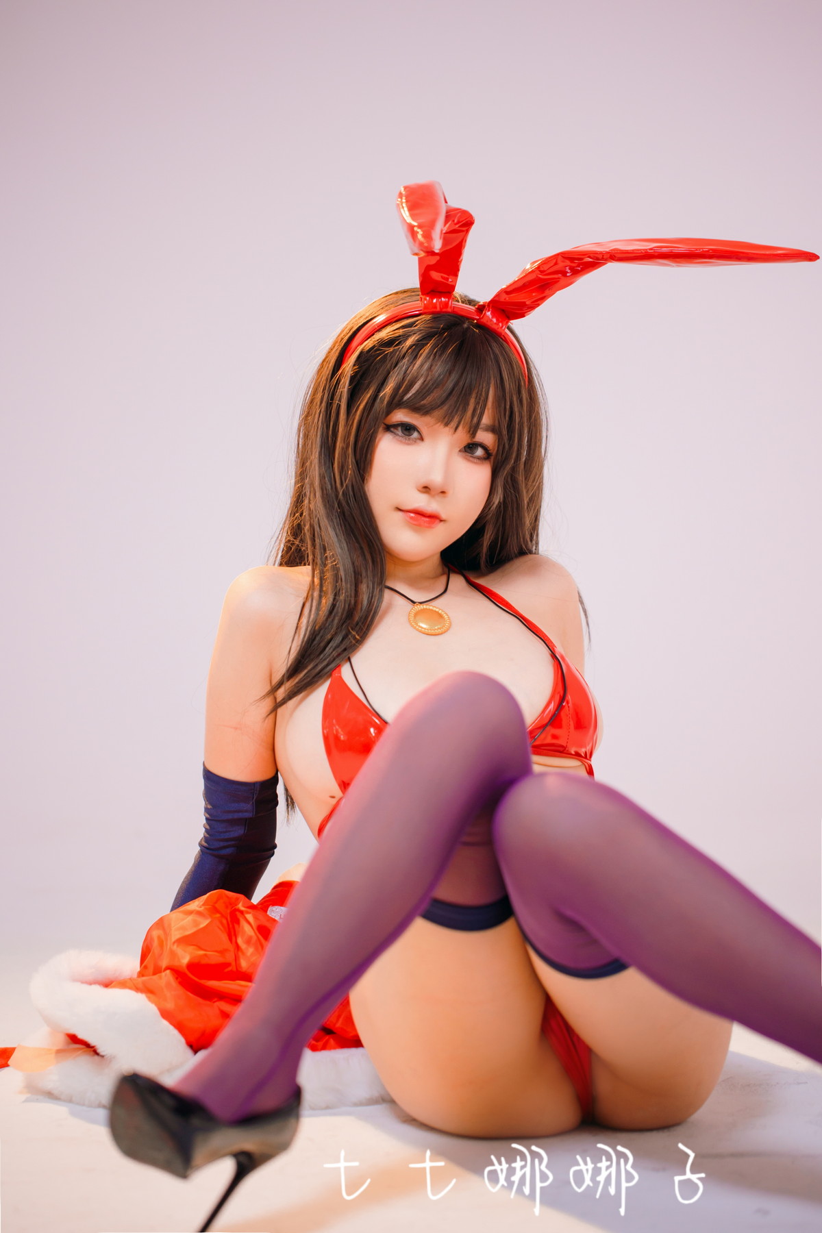 Xgyw.Net_Coser美女七七娜娜子圣诞魔太郎主题私房性感红色皮质内衣秀完美身材诱惑写真23P