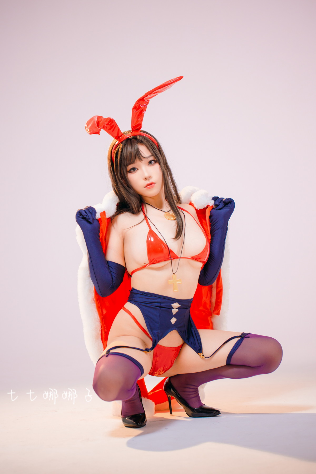 Xgyw.Net_Coser美女七七娜娜子圣诞魔太郎主题私房性感红色皮质内衣秀完美身材诱惑写真23P