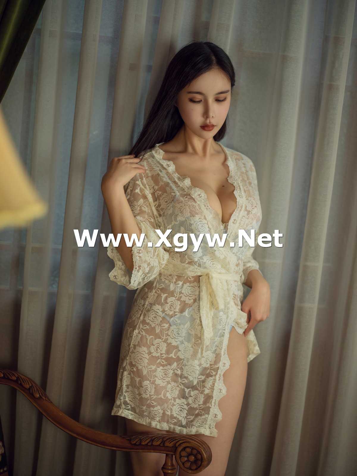 Xgyw.Net_动漫博主亚马逊鲶鱼独居太太主题性感蓝色蕾丝连体内衣秀豪乳翘臀诱惑写真95P