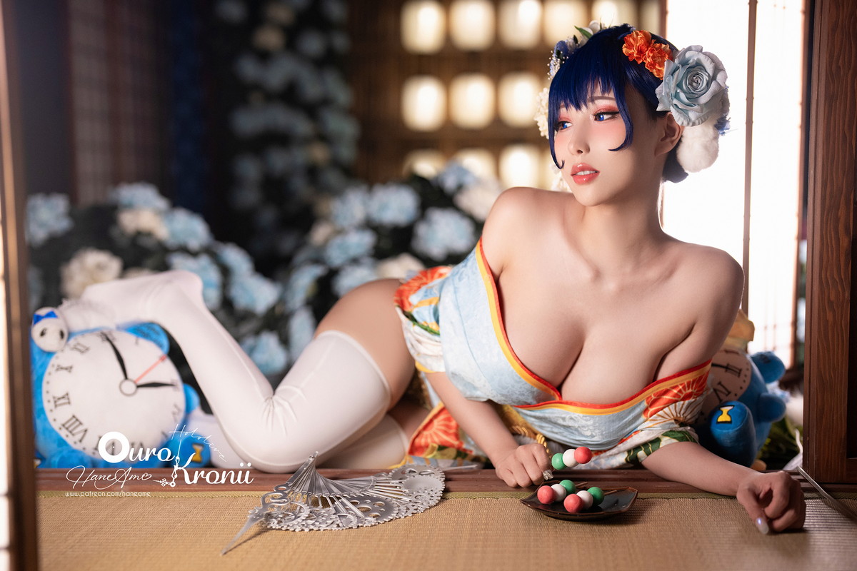 Xgyw.Net_Coser美女雨波_HaneAme-Hololive Kronii主题性感低胸服饰秀完美身材诱惑写真54P