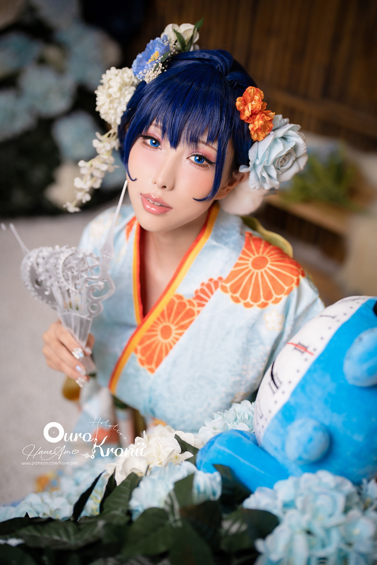 Xgyw.Net_Coser美女雨波_HaneAme-Hololive Kronii主题性感低胸服饰秀完美身材诱惑写真54P