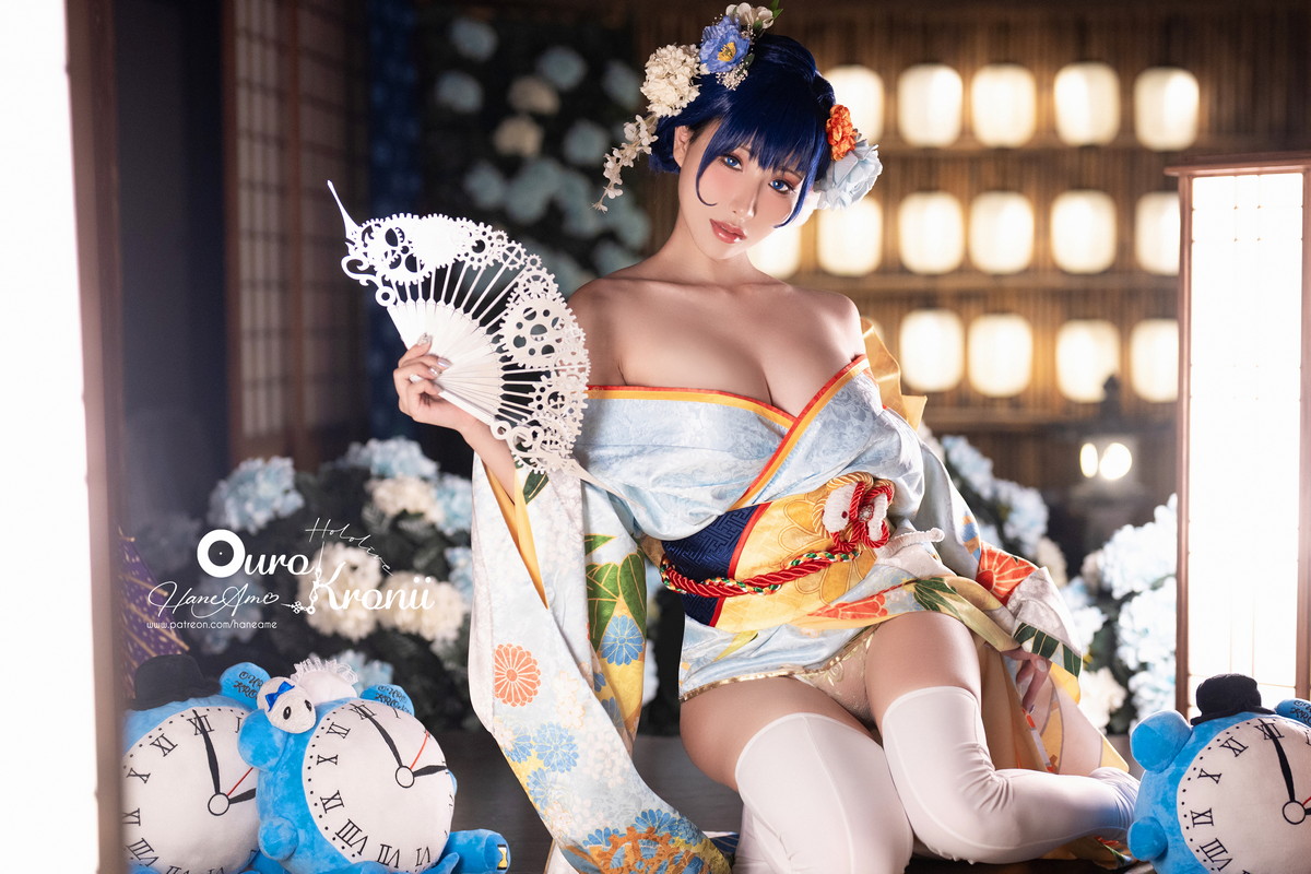 Xgyw.Net_Coser美女雨波_HaneAme-Hololive Kronii主题性感低胸服饰秀完美身材诱惑写真54P