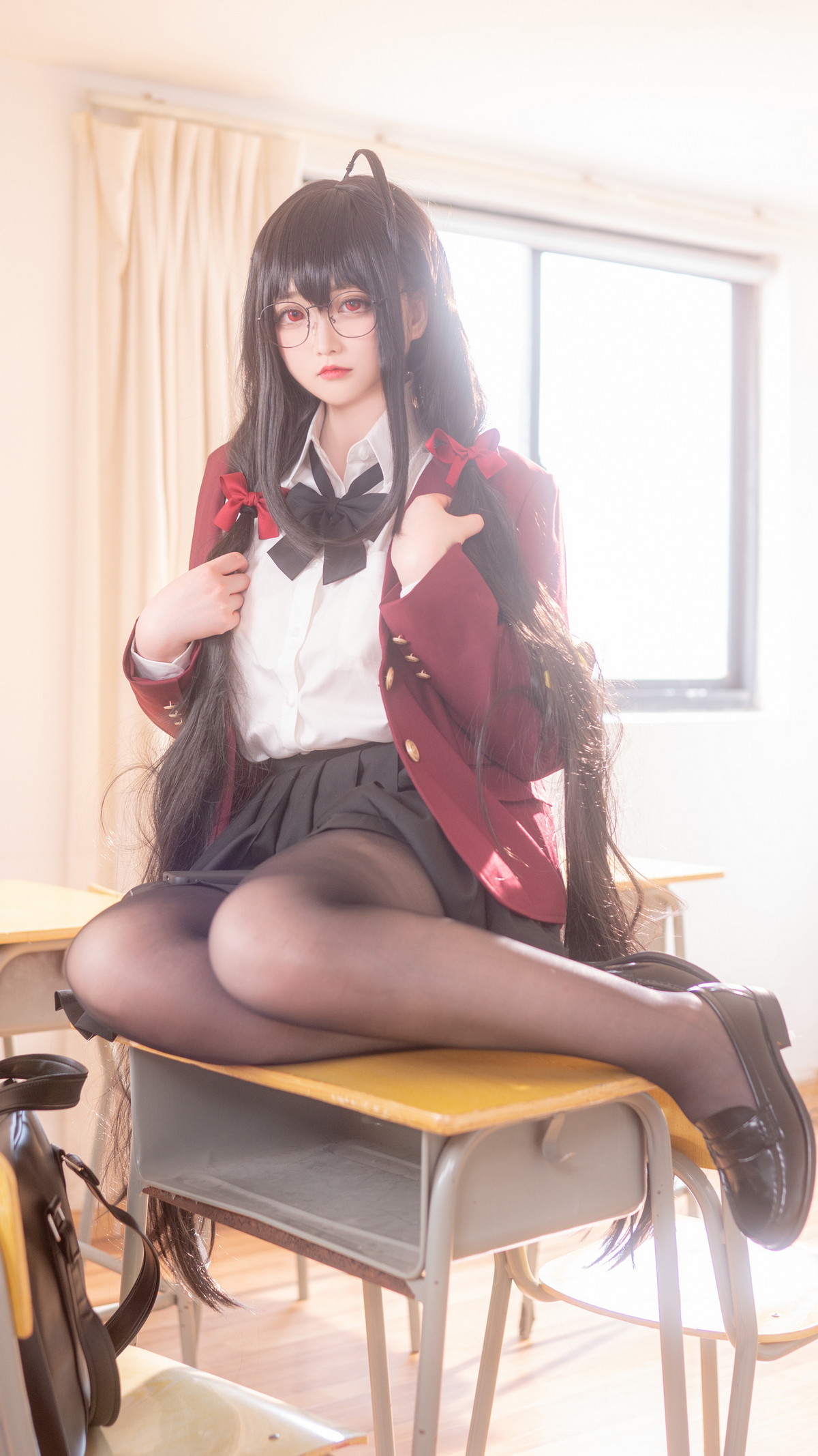 Xgyw.Net_Coser妹子Sayako_今年4岁大凤JK主题性感黑色短裙下超薄黑丝秀美腿诱惑写真50P