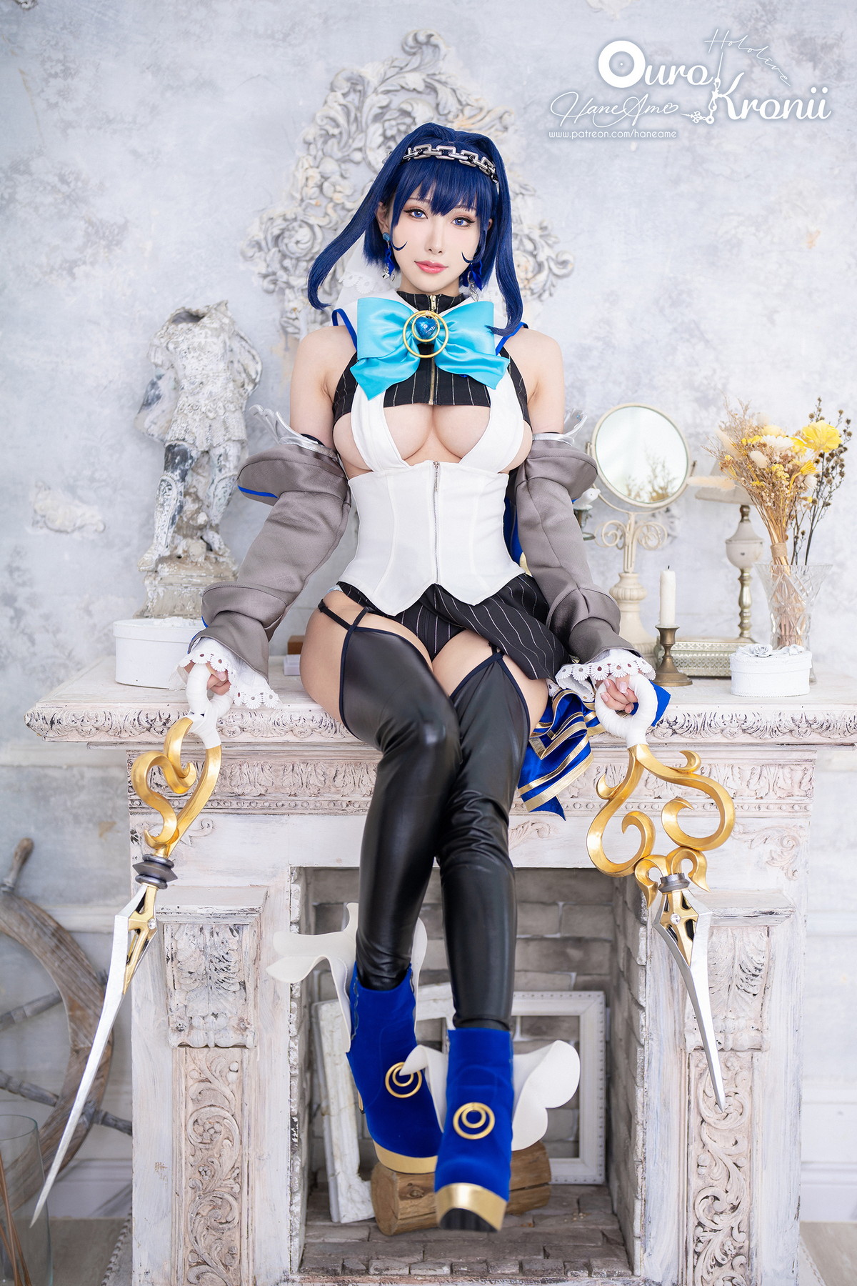 Xgyw.Net_Coser美女雨波_HaneAme-Hololive Kronii主题性感低胸服饰秀完美身材诱惑写真54P