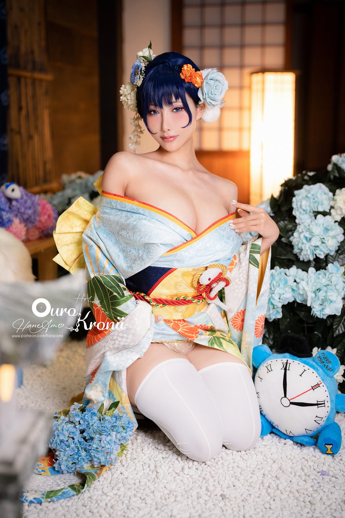 Xgyw.Net_Coser美女雨波_HaneAme-Hololive Kronii主题性感低胸服饰秀完美身材诱惑写真54P