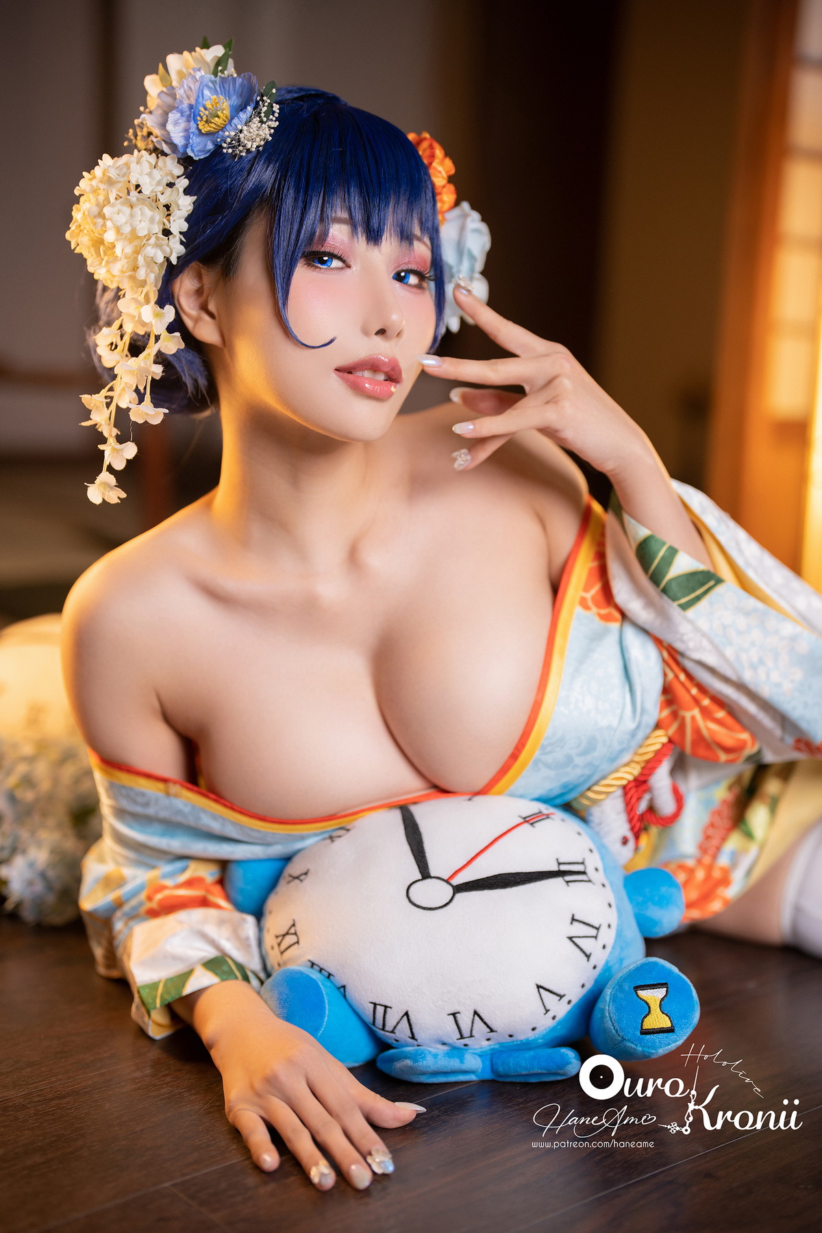 Xgyw.Net_Coser美女雨波_HaneAme-Hololive Kronii主题性感低胸服饰秀完美身材诱惑写真54P