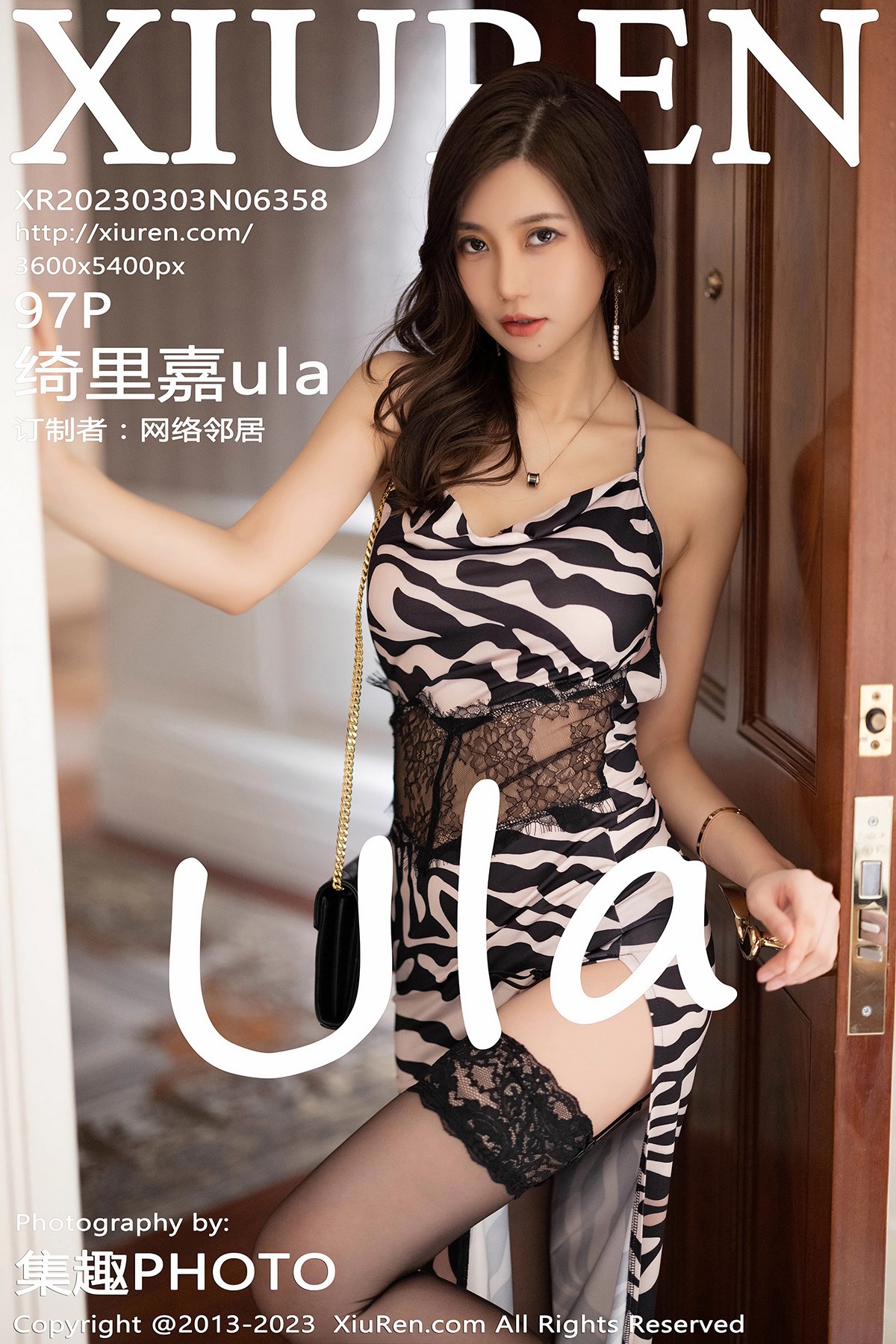 Xgyw.Net_XiuRen第6358期_女神绮里嘉ula性感斑马条纹连衣裙配黑丝袜秀曼妙身姿诱惑写真97P