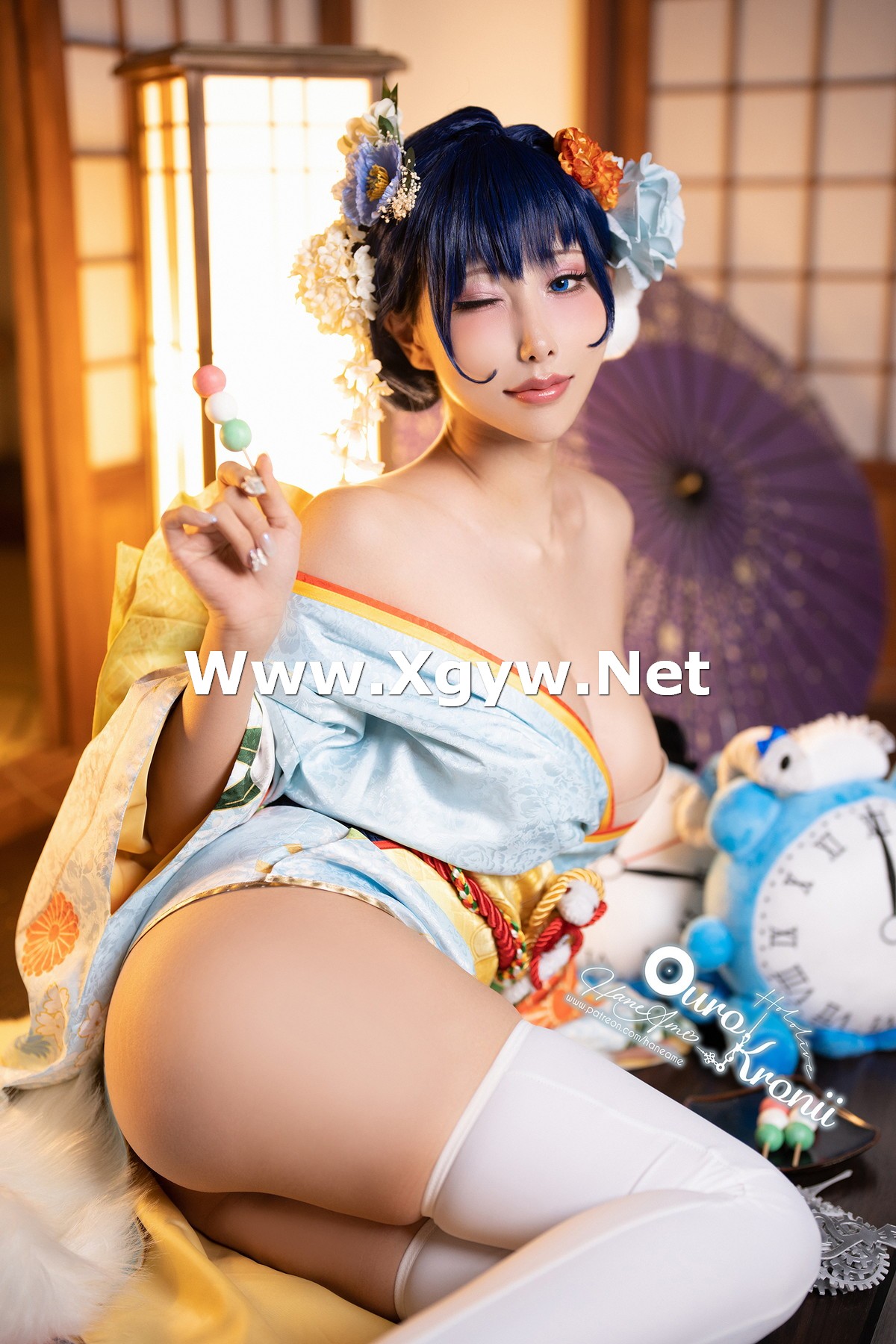 Xgyw.Net_Coser美女雨波_HaneAme-Hololive Kronii主题性感低胸服饰秀完美身材诱惑写真54P