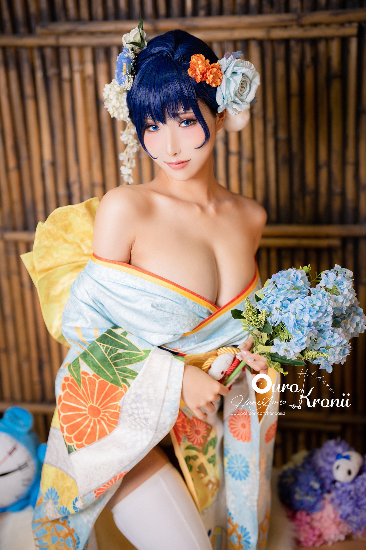 Xgyw.Net_Coser美女雨波_HaneAme-Hololive Kronii主题性感低胸服饰秀完美身材诱惑写真54P