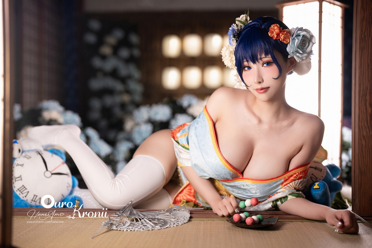 Xgyw.Net_Coser美女雨波_HaneAme-Hololive Kronii主题性感低胸服饰秀完美身材诱惑写真54P
