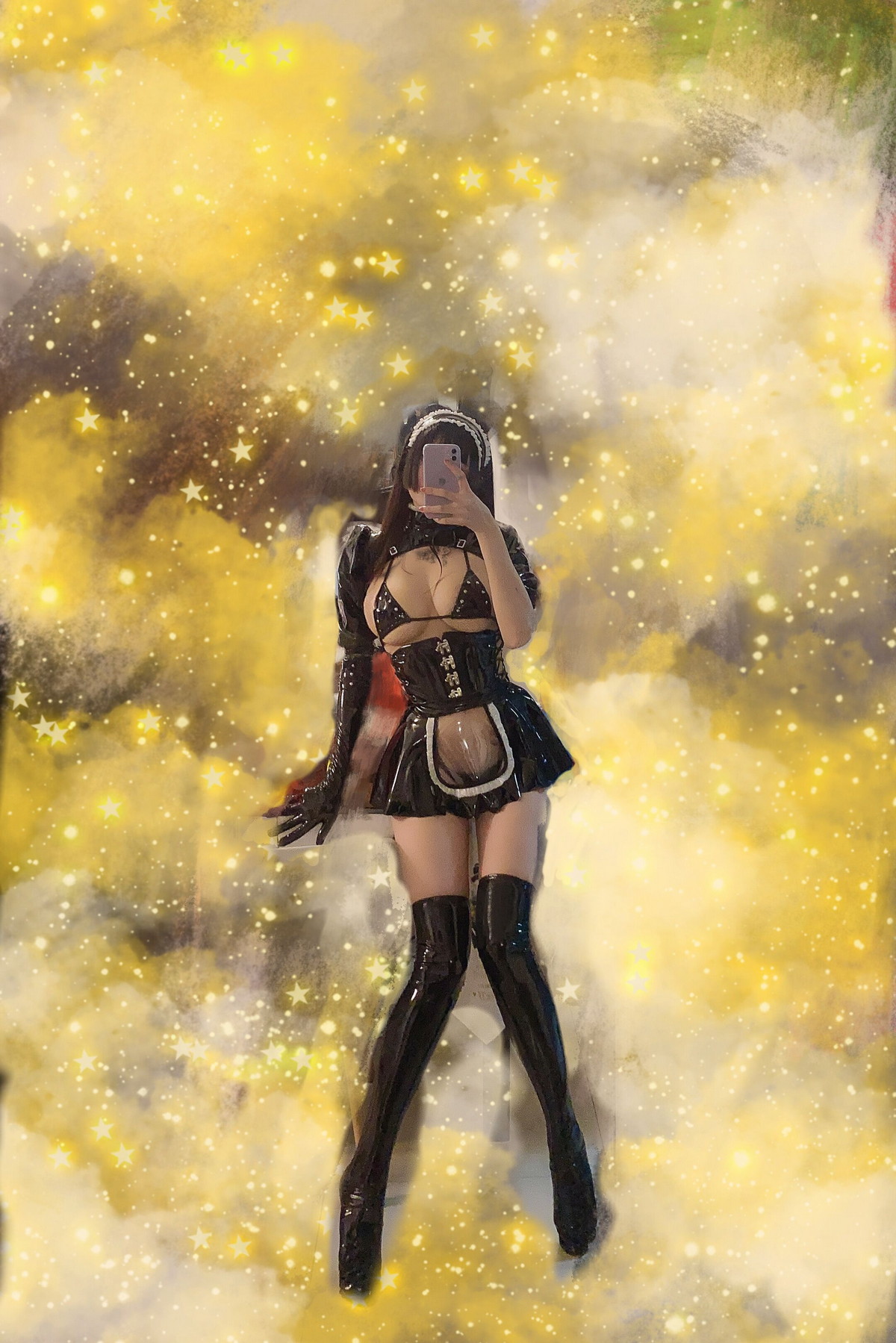 Xgyw.Net_嫩模秋和柯基(夏小秋)漆皮兔女仆主题黑色皮质服饰露三点式黑皮内衣诱惑写真78P