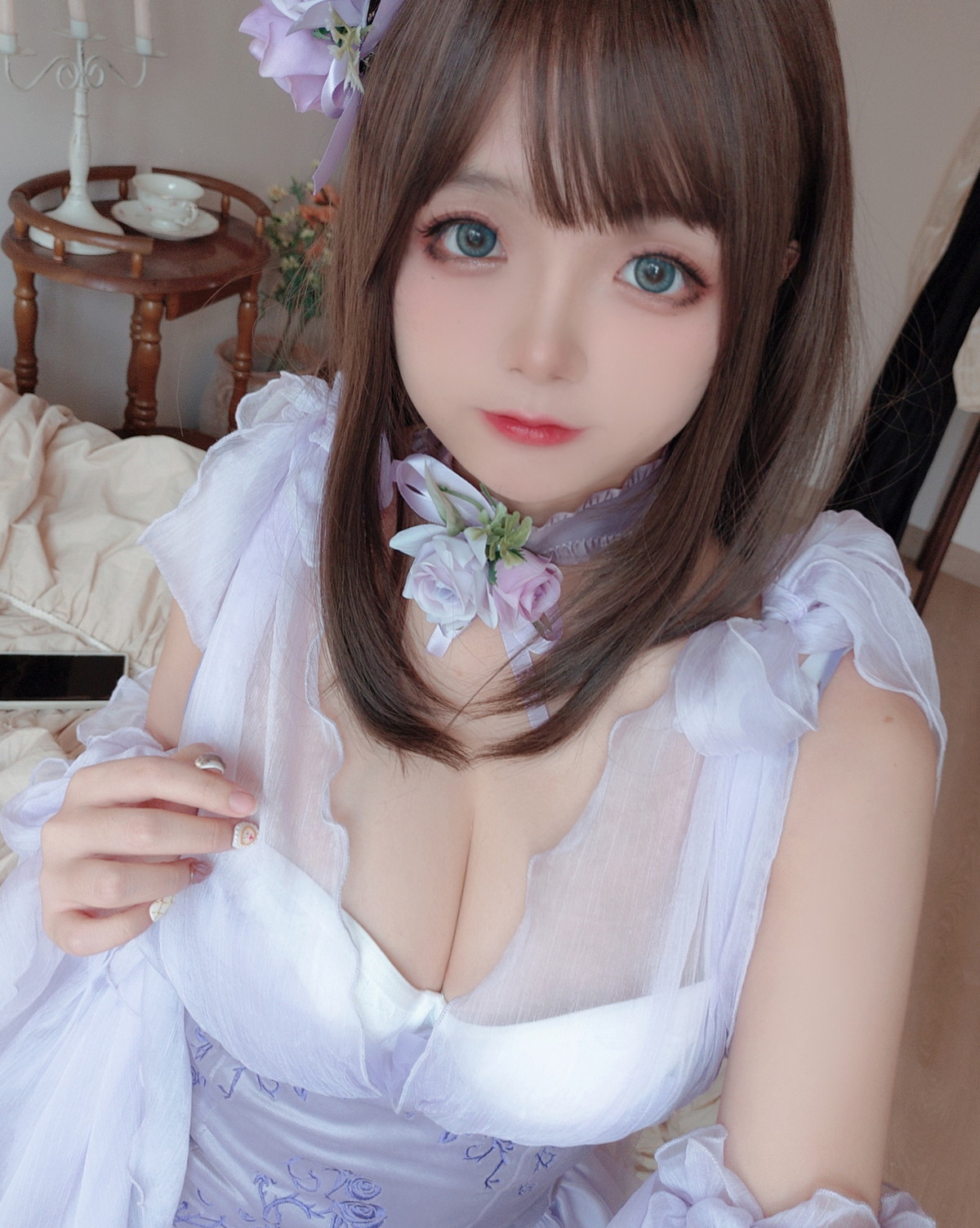 Xgyw.Net_Cosplay美女日奈娇睡美人自拍主题性感薄纱睡裙下白色内衣秀完美身材诱惑写真44P