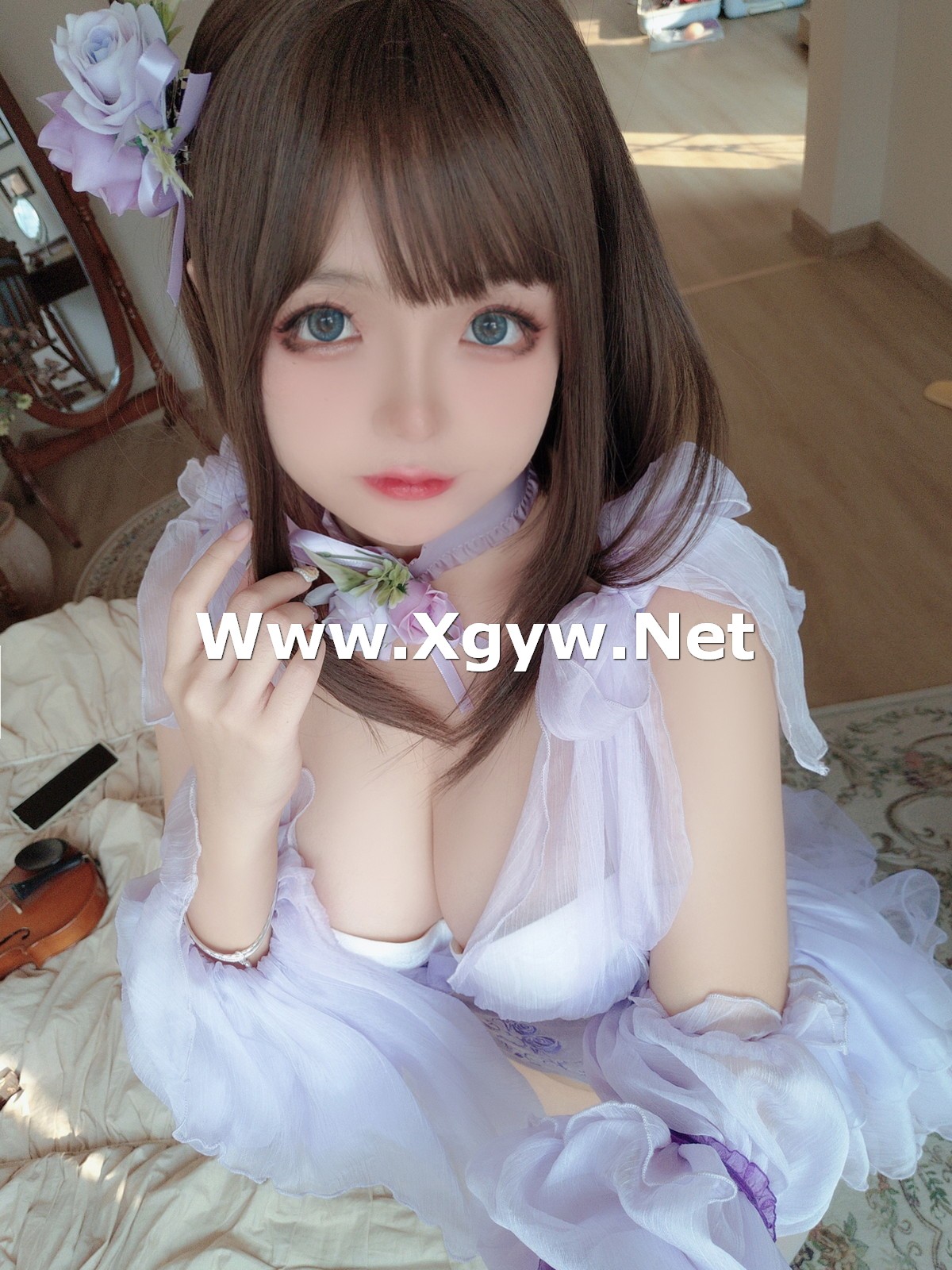 Xgyw.Net_Cosplay美女日奈娇睡美人自拍主题性感薄纱睡裙下白色内衣秀完美身材诱惑写真44P