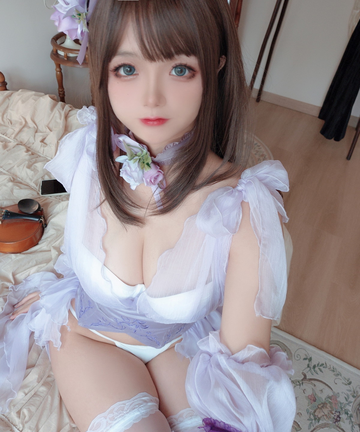 Xgyw.Net_Cosplay美女日奈娇睡美人自拍主题性感薄纱睡裙下白色内衣秀完美身材诱惑写真44P