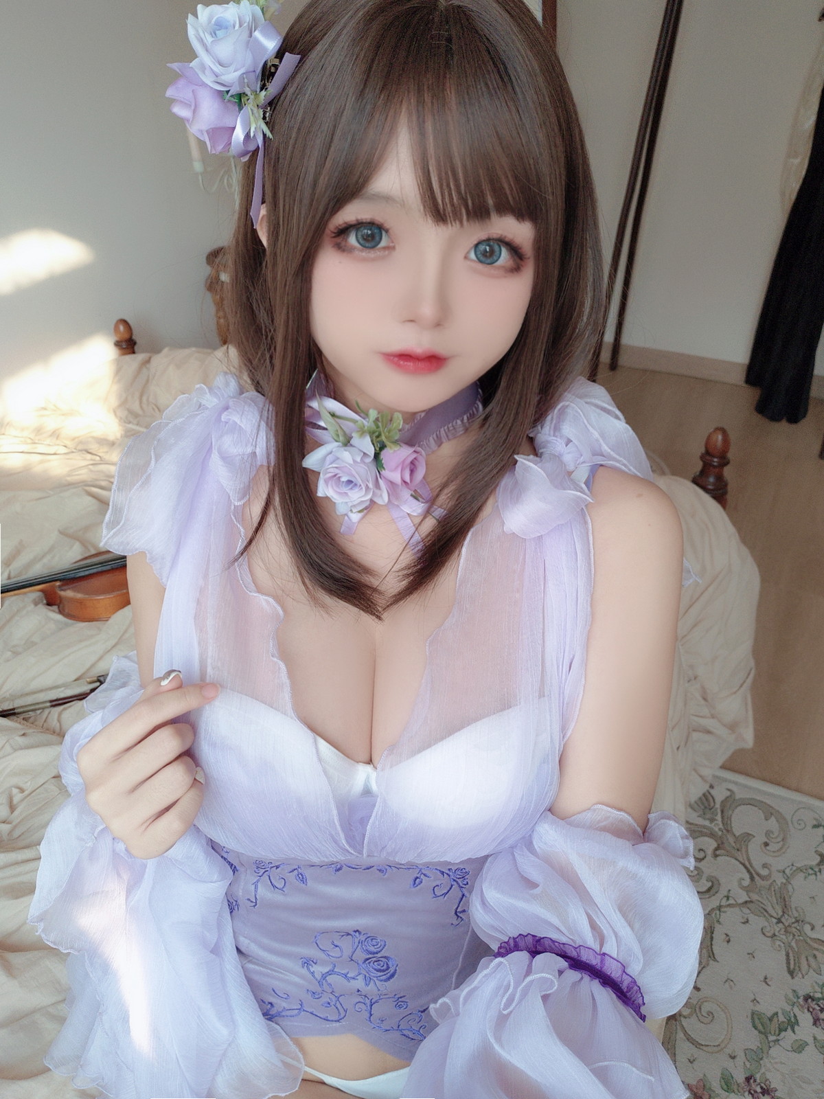 Xgyw.Net_Cosplay美女日奈娇睡美人自拍主题性感薄纱睡裙下白色内衣秀完美身材诱惑写真44P