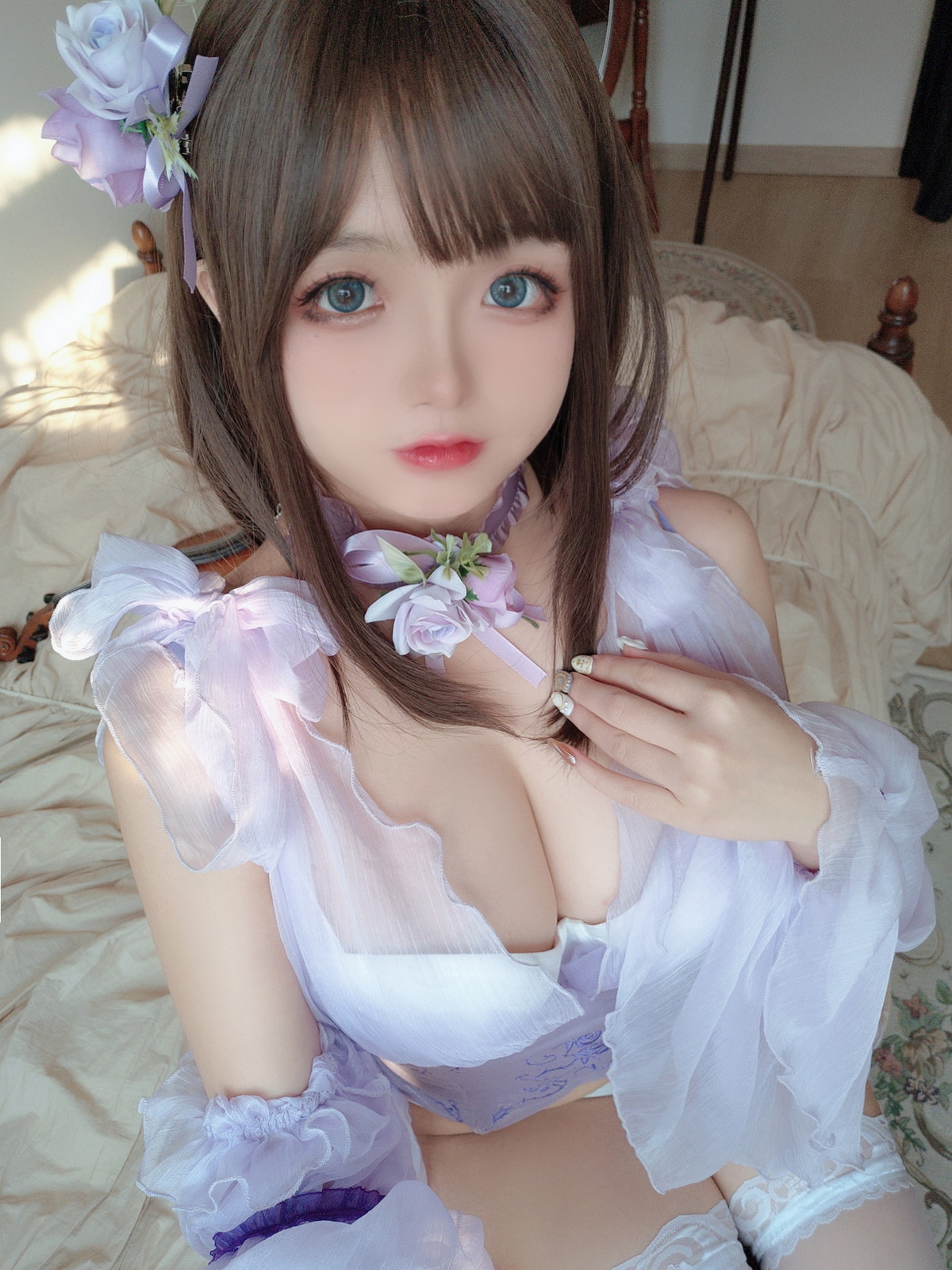 Xgyw.Net_Cosplay美女日奈娇睡美人自拍主题性感薄纱睡裙下白色内衣秀完美身材诱惑写真44P
