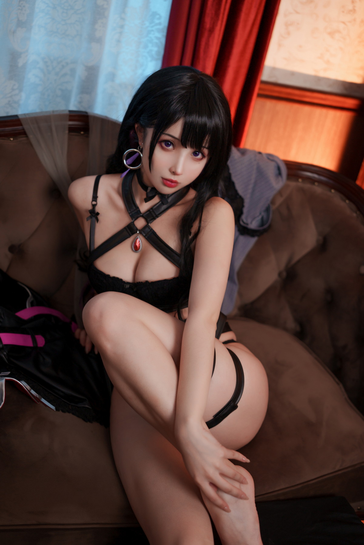 Xgyw.Net_网络美女rioko凉凉子魅魔X恋乃夜舞主题灰色低胸服饰配超薄黑丝秀翘臀诱惑写真40P