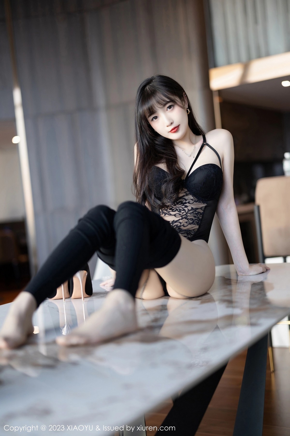 Xgyw.Net_[XiaoYu画语界]Vol.981_模特林星阑性感黑色连体蕾丝内衣配原色丝袜秀曼妙身姿诱惑写真87P