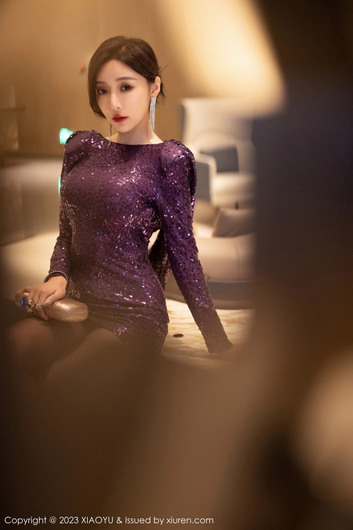 Xgyw.Net_[XiaoYu画语界]Vol.982_女神王馨瑶yanni性感紫色礼裙配超薄无内黑丝秀完美身材诱惑写真82P
