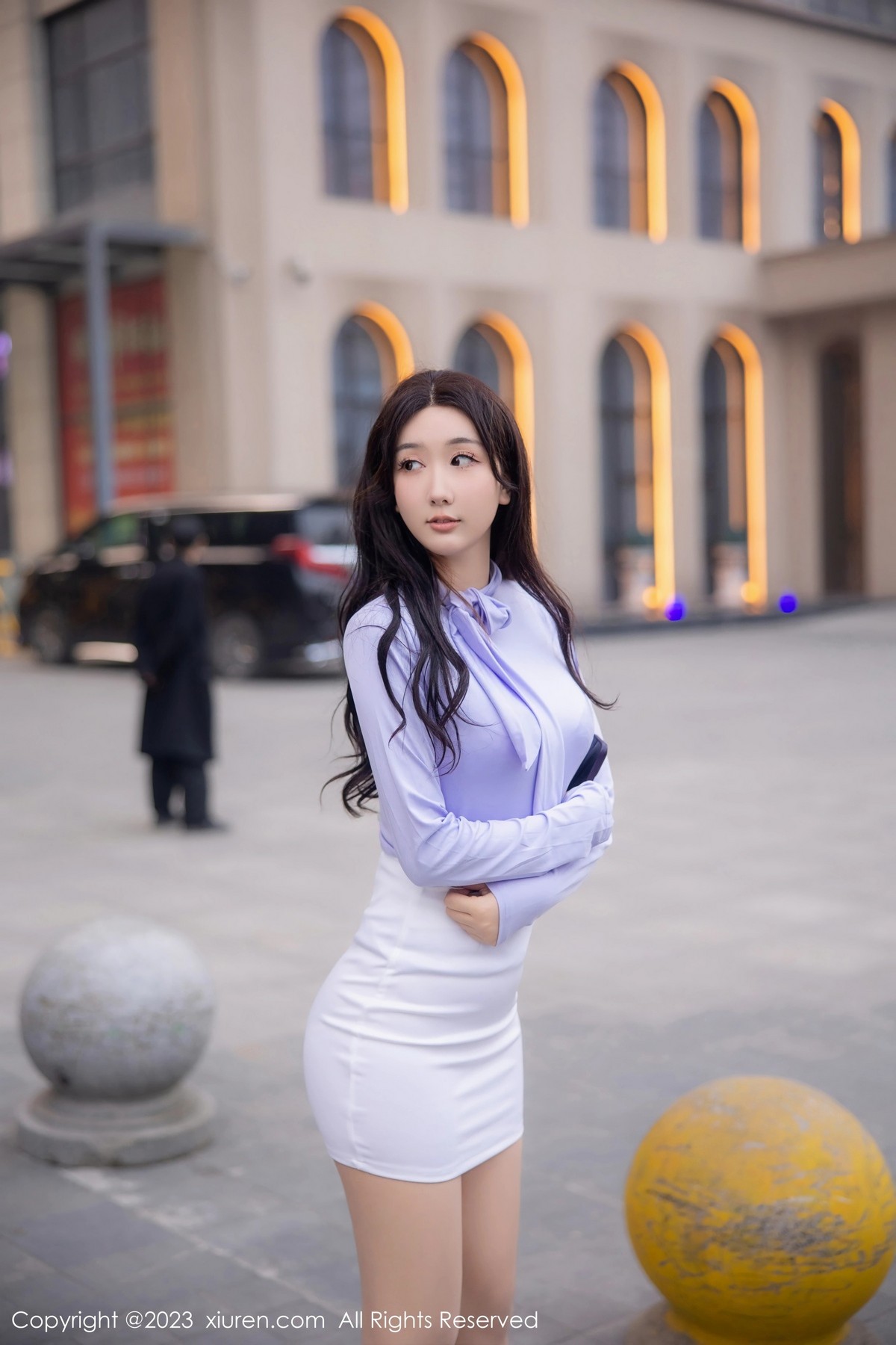 Xgyw.Net_XiuRen第6389期_模特江真真浅紫上衣配白短裙露性感白色蕾丝内衣完美诱惑写真100P