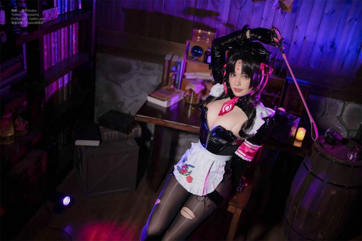 Xgyw.Net_网络美女Nyako喵子杀生院女仆主题性感黑色皮质女仆装配破烂黑丝撩人诱惑写真40P