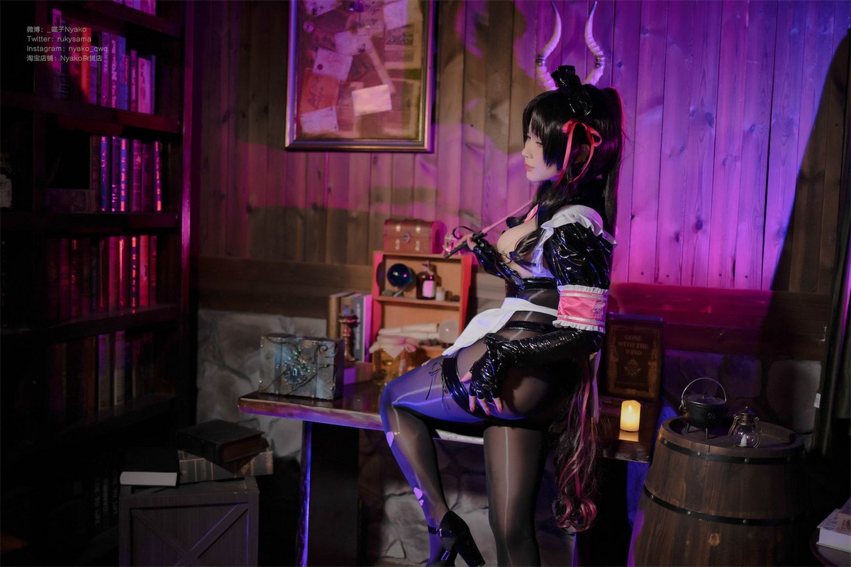Xgyw.Net_网络美女Nyako喵子杀生院女仆主题性感黑色皮质女仆装配破烂黑丝撩人诱惑写真40P