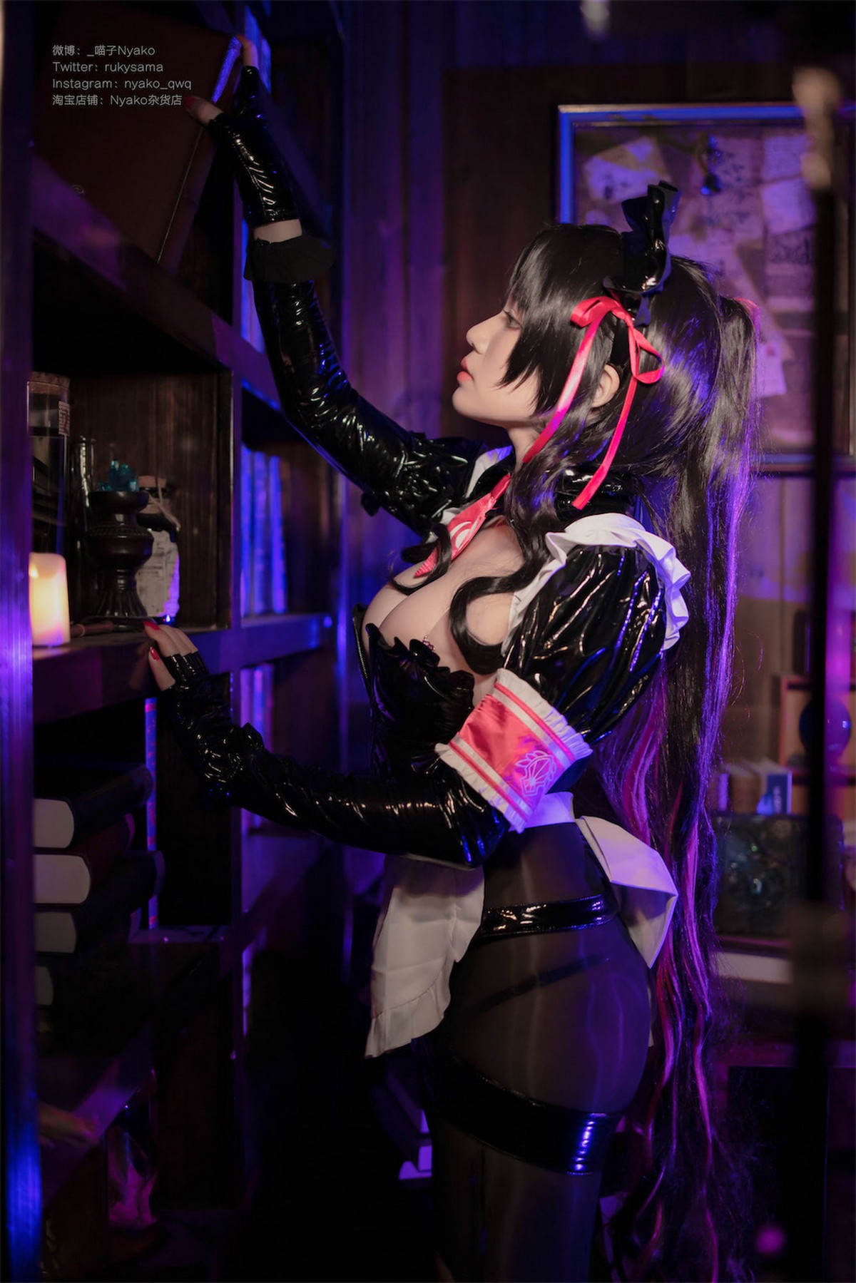 Xgyw.Net_网络美女Nyako喵子杀生院女仆主题性感黑色皮质女仆装配破烂黑丝撩人诱惑写真40P