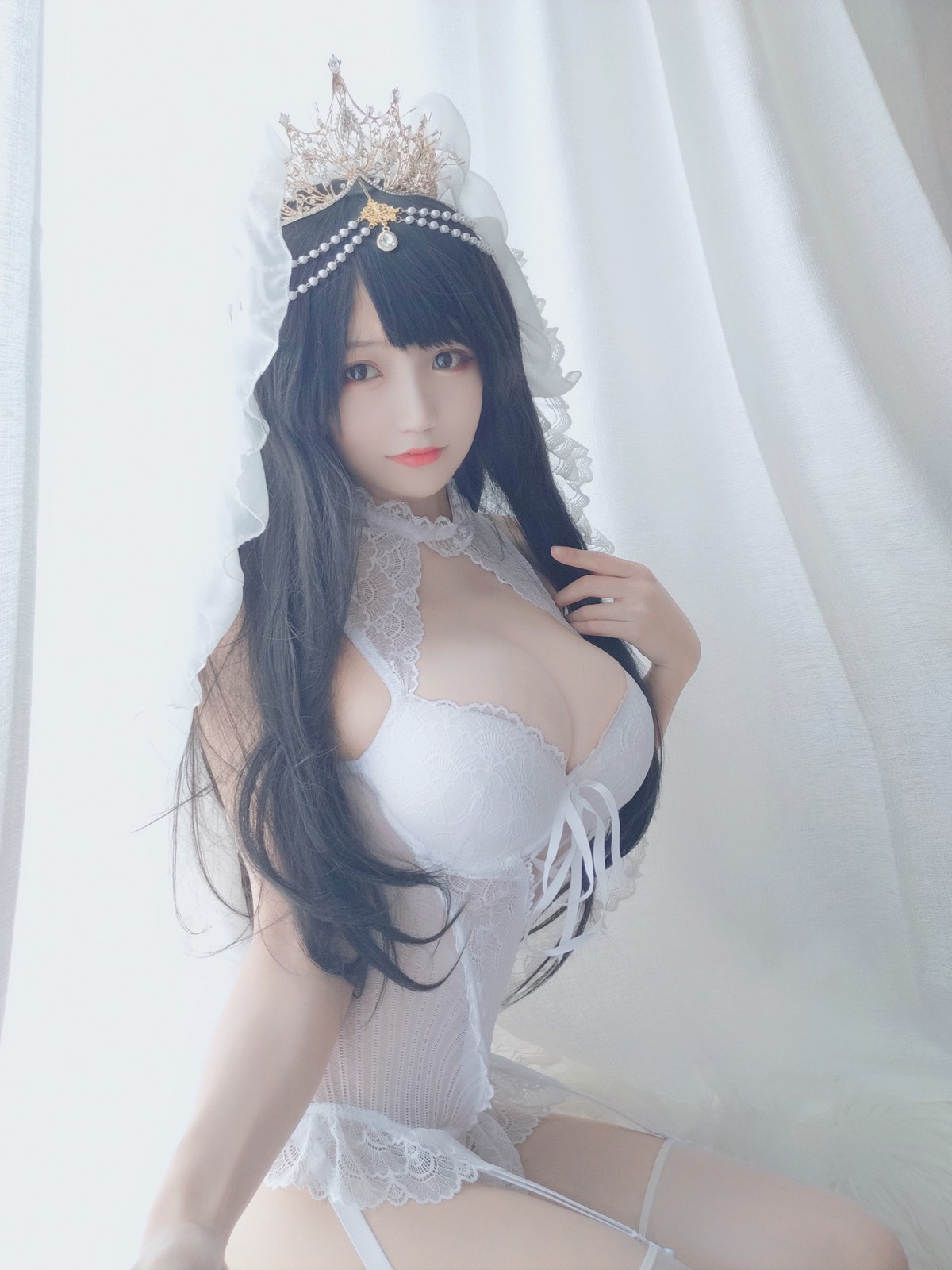 Xgyw.Net_动漫博主小仓千代w可爱花嫁主题性感白色蕾丝内衣配白丝吊袜秀傲人豪乳诱惑写真32P