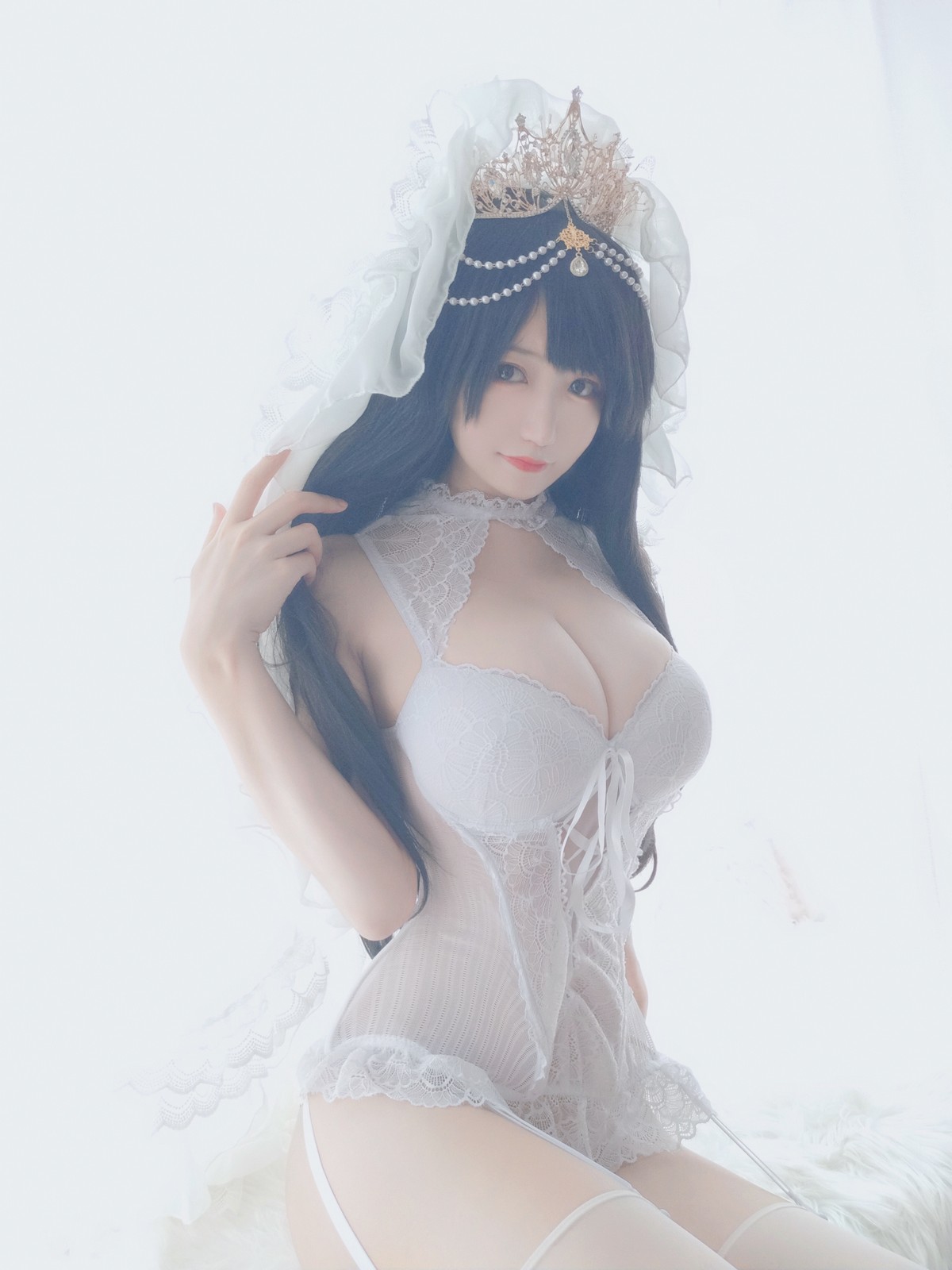 Xgyw.Net_动漫博主小仓千代w可爱花嫁主题性感白色蕾丝内衣配白丝吊袜秀傲人豪乳诱惑写真32P