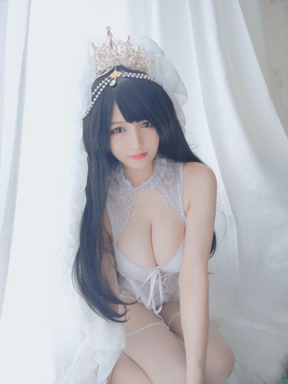 Xgyw.Net_动漫博主小仓千代w可爱花嫁主题性感白色蕾丝内衣配白丝吊袜秀傲人豪乳诱惑写真32P