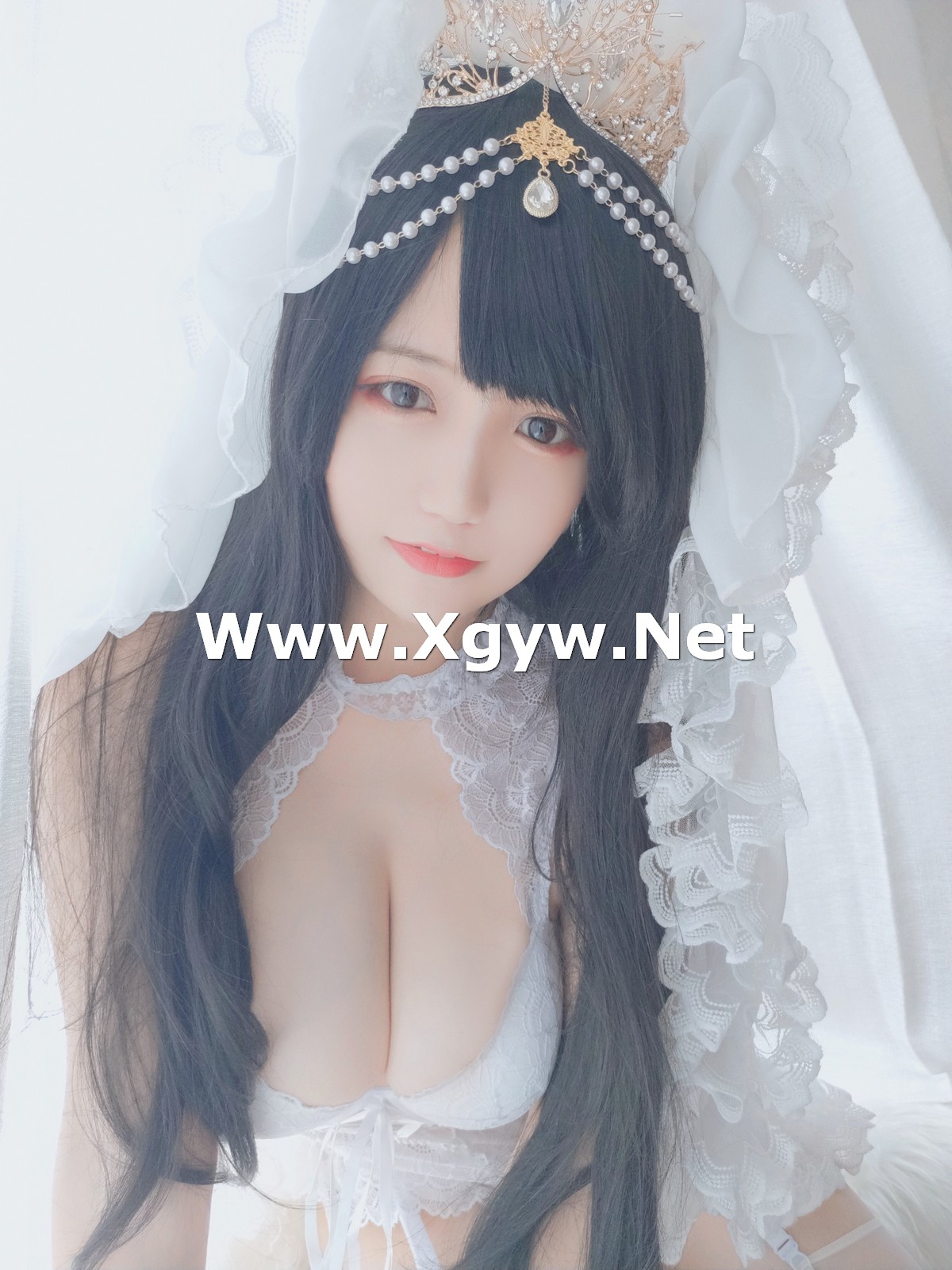 Xgyw.Net_动漫博主小仓千代w可爱花嫁主题性感白色蕾丝内衣配白丝吊袜秀傲人豪乳诱惑写真32P