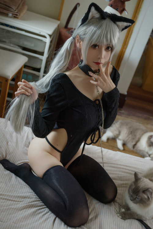 Cosplay 樱岛嗷一 黑猫针织衫贴身衣